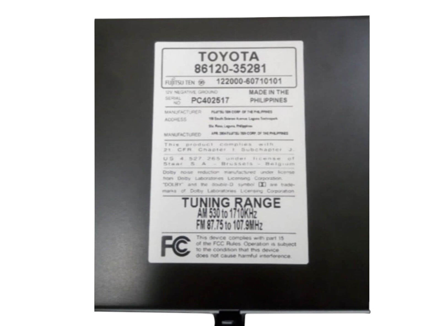 Used OEM 2003-2005 Toyota 4-Runner Radio AM / FM / CD / Cassette Player 86120-35281 OEM