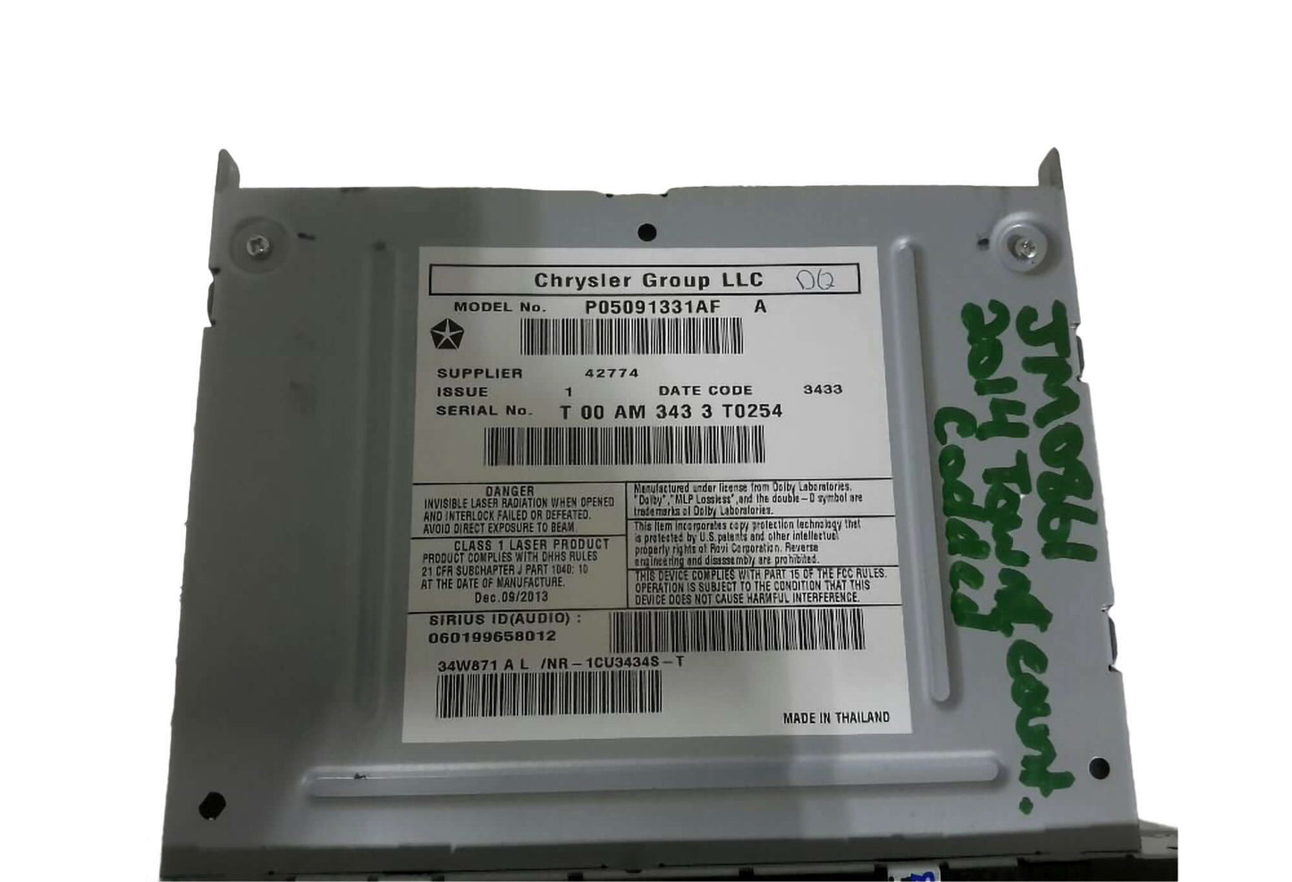 Used OEM 2012-2019 Dodge Caravan Radio Display Receiver AM FM CD RHB with Navigation OEM