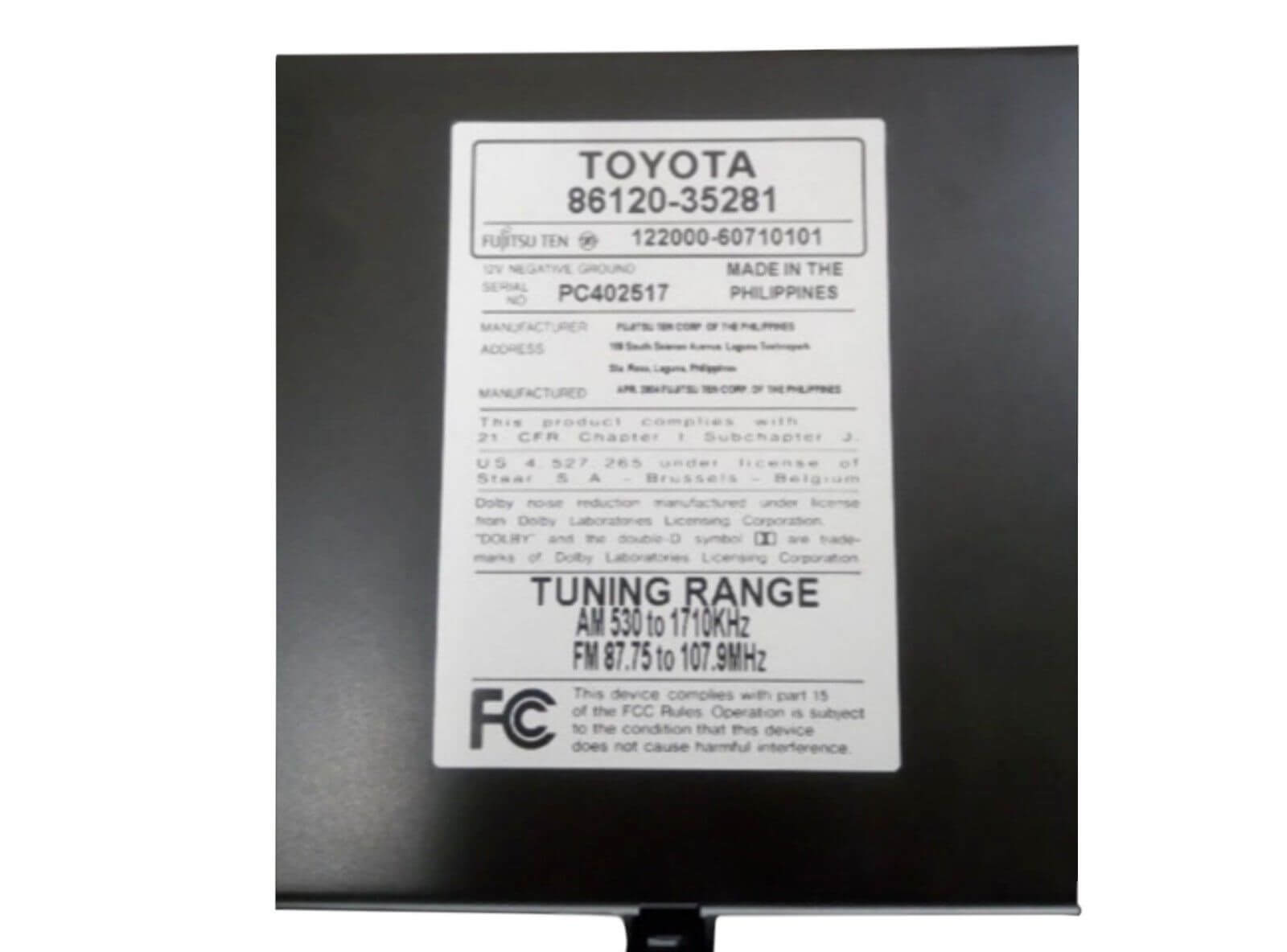 Used OEM 2003-2005 Toyota 4-Runner Radio AM / FM / CD / Cassette Player 86120-35281 OEM